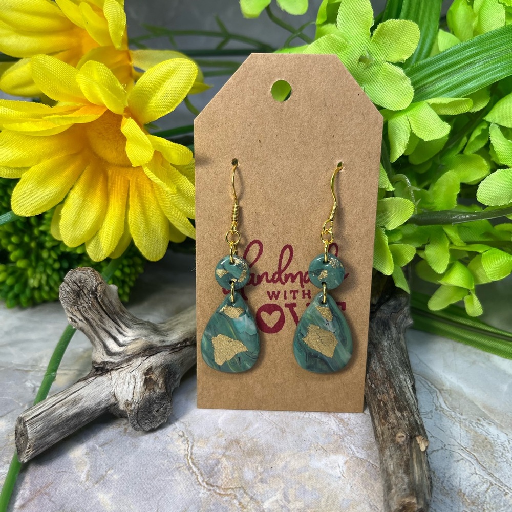 Green and Gold Earrings.
